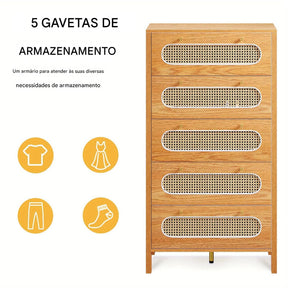 Cômoda de 5 Gavetas Wehom + 1 Ano de Garantia