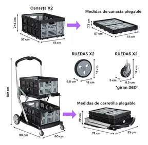 Carrinho de Compras Dobrável Multiuso funcional